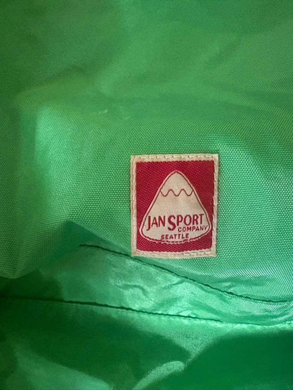Jansport Bright Green Duffel with Light Gray Straps. Vintage.